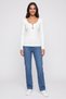 Women Round Neck Long Sleeve Plain T-Shirt, Cream - 2
