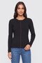 Women Round Neck Knitted Cardigan, Black