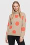 Women High Neck Polka Dots Sweater, Multicolor