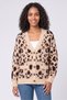 Women V-Neck Animal Print Cardigan, Multicolor