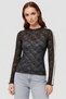 Women Mock Neck Long Sleeve Textured Top, Black
