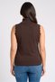 Women Turtle Neck Sleeveless Textured Vest, Dark Brown - 4