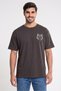 Men Crew Neck Short Sleeve Graphic Print T-Shirt, Dark Grey
