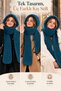 Scarf and Beanie Set, Petrol Blue, Hand-Knitted, Hooded, 1 piece - 5