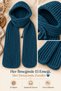 Scarf and Beanie Set, Petrol Blue, Hand-Knitted, Hooded, 1 piece - 4