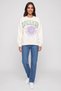 Women Crew Neck Long Sleeve Graphic Print Sweatshirt, Off White - 2
