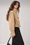 Women's Cropped Trench Coat with Mock Neck, Double-Breasted Buttons, Relaxed Fit, Transitional Jacket - 2