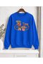 Women's Floral Bicycle and Cute Dog Graphic-Print Bicycle Crew Neck Sweatshirt - Oversized, Drapey, Relaxed-Fit Sweatshirt