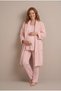 Women's Long-Sleeved Lace-Trimmed Powder-Colored New Season Nursing-Friendly Robe and Pajama Set for New Mothers and Expectant Mothers - 6