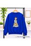Women's Girls' Bicycle Crew Neck Sweatshirt with "Girl with a Basket" Illustration Print - Oversized, Drapey, Relaxed-Fit Sweatshirt