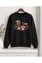 Women's Floral Bicycle and Cute Dog Graphic-Print Bicycle Crew Neck Sweatshirt - Oversized, Drapey, Relaxed-Fit Sweatshirt