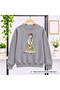 Women's Girls' Bicycle Crew Neck Sweatshirt with "Girl with a Basket" Illustration Print - Oversized, Drapey, Relaxed-Fit Sweatshirt
