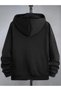 Cardigan - Black Printed Winter Oversized Hooded Zippered Pocketed Cardigan Unisex Clothing - 2