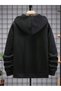 Cardigan - Black Printed Winter Oversized Hooded Zippered Pocketed Cardigan Unisex Clothing - 3