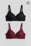Women's Shaping / Sculpting Lace Bra, Burgundy-Black - 5