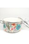 20 CM, 3-LITER VINTAGE ENAMEL POT WITH FLOWER DECOR AND STEEL HANDLES - 5