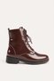 Women's Winter thick sole dark brown patent leather casual boots TR01MK03D - 2