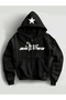 Cardigan - Black Printed Winter Oversized Hooded Zippered Pocketed Cardigan Unisex Clothing