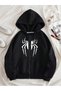 Cardigan - Black Printed Winter Oversized Hooded Zippered Pocketed Cardigan Unisex Clothing