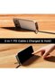 شاحن سريع USB-C بقوة 240 واط، كابل شحن ونقل بيانات سريع من النوع C مع دوران 360 درجة °   حامل هاتف قابل للدوران - 4