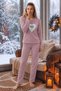 Cotton Soft Touch Patterned Interlock Powder-Colored Embroidered Women's Pajama Set - 2