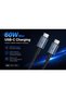 كابل USB-C إلى USB-C، أقصى طاقة 60 واط، شحن سريع، طول 1.2 متر، نوع C مُجدَّل من النايلون، نقل بيانات USB 2.0 بسرعة 480 ميجابت في الثانية، أسود. - 3