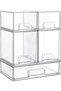 5 Pack Clear Stackable Drawers Organizer, 3 Sizes