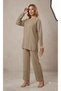 Crew Neck, Long Sleeve, Knitted, Detailed, Openwork, Long Slit Sweater and Elastic-Waist Pants Knitwear Set - 5