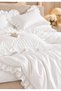 DOUBLE-SIZE WHITE RUFFLED BED SHEET SET AND 2 PILLOWCASES - 3