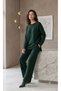 Crew Neck, Long Sleeve, Knitted, Detailed, Openwork, Long Slit Sweater and Elastic-Waist Pants Knitwear Set - 5