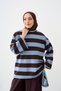 Women's crew neck striped sweatshirt - blue - 2