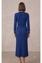 Round-Neck Braided Short Poncho Cardigan, Long-Sleeve Midi Dress with Elastic Waistband and Pleats, Knit Two-Piece Set - 5