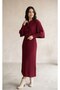 Round-Neck Braided Short Poncho Cardigan, Long-Sleeve Midi Dress with Elastic Waistband and Pleats, Knit Two-Piece Set - 6