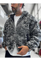 Gray Plush Fleece Jacket with Hood TW-7026 - 6