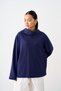 Women's Sweatshirt with Collar Snap Detail, 3-Ply, Navy Blue
