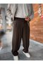 Coffee-Colored Pleated Baggy Pants KNT-4600 - 2
