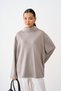 Women's Sweatshirt with Snap Collar Detail, 3-Ply, Light Gray