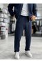 Navy Blue Baggy Pants with Brushed Inside Pattern WE-5097 - 2