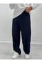 Navy Corded Fabric Baggy Pants WE-5122