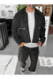 Black Washed Jacket with Zippered Pockets JJ-136