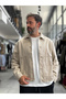 Beige Oversized Denim Jacket with Front Pockets DF-3501
