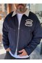 Navy Velvet Jacket with Embossed Collar RES-7004 - 4