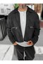 Black Washed Jacket with Zippered Pockets JJ-136 - 6