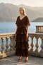 Astra V-Neck Tiered Pleated Long Chiffon Evening Dress - 3
