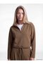 LCW Vision Brown Mock Neck Ruched Women's Sweatshirt, Featuring the ALITA CITY Touch