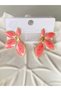 STEEL EARRINGS WITH DARK PINK LEAF-SHAPED FLOWERS - 3