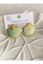 STEEL EARRINGS WITH SEA SHELL DESIGN IN TURQUOISE AND GOLD - 8