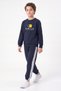 Boys' Round-Neck Sweatsuit Set with Striped Detail and Print