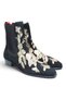 BLACK SUEDE - GOLD EMBROIDERY - RED NAPA BLACK LACE-LESS MEN'S BOOTS WITH GOLD GENUINE EMBROIDERY