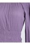 Lilac Long Sleeve Smocked Waist Blouse - 3